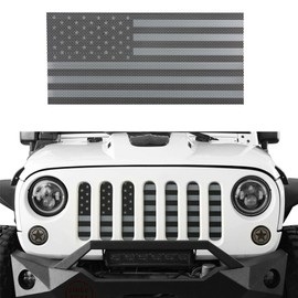 V8 GOD JK Grill Insert Mesh Cover Bug Screen for 2007-2018 Jeep Wrangler JK & JKU Unlimited (Classic Light Black & White US Flag)