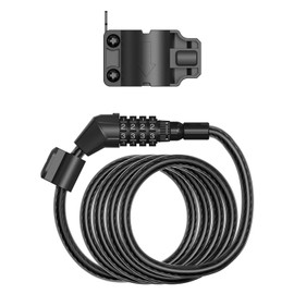 Bike Lock Cable with Combination, Coiled Secure 4-Digit Resettable Combination Bicycle Lock Anti-Theft, with Mounting Bracket for Bikes and Scooters