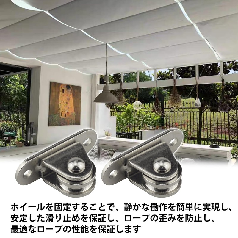 滑車 ローププーリー 小型プーリーブロック 固定プーリーホイール 優れた安定性 ステンレス滑車 耐荷重176 ポンド 室内 屋外