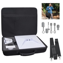 Portable Waterproof Case for Starlink Mini Dish Kit, Travel Carrying Case for Starlink Mini, Kickstand, Power Adapter, Cables with Detachable Shoulder Strap & Cable Silicone Protective Caps Set