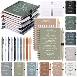 Kosiz 20 Set Regalos Cristianos En Español Spanish Christian Gifts Bulk for Women Notebooks and Bible Pens Inspirational Notepads for Church Men Family Colleagues(Neutral)