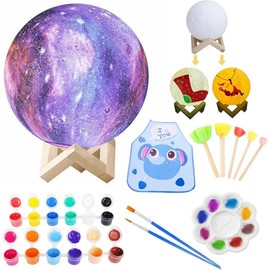 Paint Your Own Moon Lamp Kit, DIY 3D Moon Night Light with Wooden Stand, Arts and Crafts Kits for Kids Ages 8-12, Girls Boy Birthday Christmas Gifts Toys Ages 3 4 5 6 7 8 9 10 11 12
