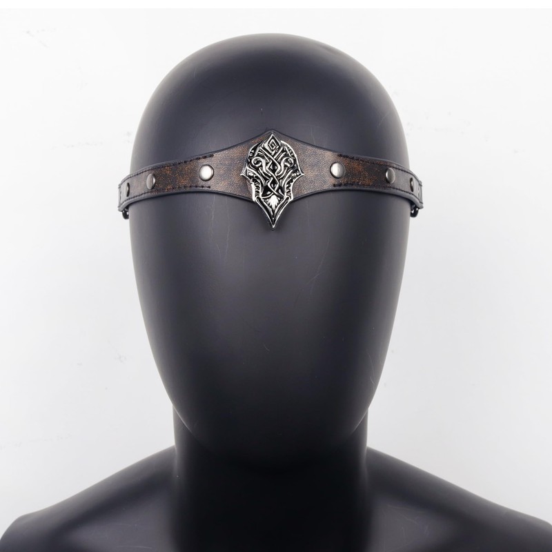 L'VOW Viking Leather Headpiece Medieval Adjustable LARP Headband Pirate Cosplay