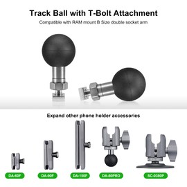 FANAUE Track Ball with T-Bolt Attachment 1 inch Ball Head Adapter M6 Ball Head Compatible with RAM Mount B Size Double Socket arm and car Phone Holder