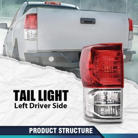PIT66 Left Driver Side Tail Light Assembly Compatible with Toyota Tundra 2007 2008 2009 2010 2011 2012 2013 TO2800183 TO2801183 Rear Light