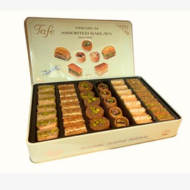 Tafe Mixed PREMIUM BAKLAVA, Assorted Sweet Dessert Holiday Gift Basket Tin Box 400 gr 14.10 Oz.