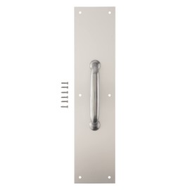 BRINKS Commercial 15" Pull Plate, Satin Aluminum Finish Commercial - Commercial 15" Pull Door Plate with Grip, Stainless Steel Finish - Rust and Corrosion Resistant Door Plate
