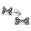 Laimons Women's Bone Grey with Glitter Sterling Silver Stud Earrings