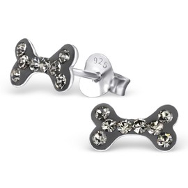 Laimons Women's Bone Grey with Glitter Sterling Silver Stud Earrings