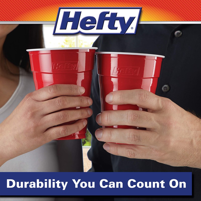 Hefty Party On Red Plastic Cups, Disposable Plastic Party Cups