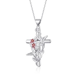 TALYKONG Hummingbird Necklaces Mothers Day Gifts for Women Hummingbird Cross Necklace Jewelry for Mom Daughter (two hummingbird cross)