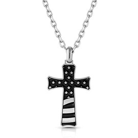 Montana Silversmiths Christian Faith Cross Men's Necklace (Inspirational Patriotism)
