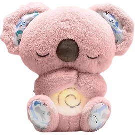 YOKNETIG Nutria Respiratoria,Lindo Animal de Peluche de Otter Koalas,Juguete Relajante para Dormir con Nutria Respiratoria,con Luces y música,¡es el Regalo Perfecto para los niños (Estilo II-Rosa)