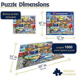 White Mountain I Love South Carolina Puzzle 1000 Piece American Collage Jigsaw Puzzles for Adults and Families