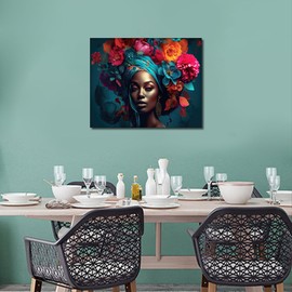 Paint by Number Kit for Adults Kid Black Woman in Floral Painting by Numbers Headband with Flowers Oil Painting Kits for Wall Decor Kids Frameless 16" W x 20" L