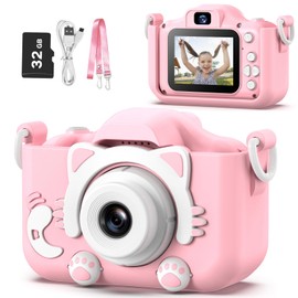 goopow Kids Camera Toys for 3-8 Years Old Boys and Girl, Kids Digital Video Camera for Children with Shockproof Soft Cover, Best Christmas Birthday Gifts for Boys Girls - 32GB SD Card Included