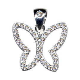 51054 Butterfly Pendant / Real Silver 925 with Zirconia / Art Deco Design / Stone Colour: Clear White, Sterling silver 925, zirconia stones, Zirconia crystal rhinestone