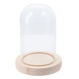 hobbyme Clear Cloche Glass Dome,Glass Bell Shape Dome Tabletop Centerpiece with Wooden Base,Easy to Use,Practical Bell Jar Display Case Glass Bell Jar for Flower Storage Home Decor(5.3x3.1Inch)
