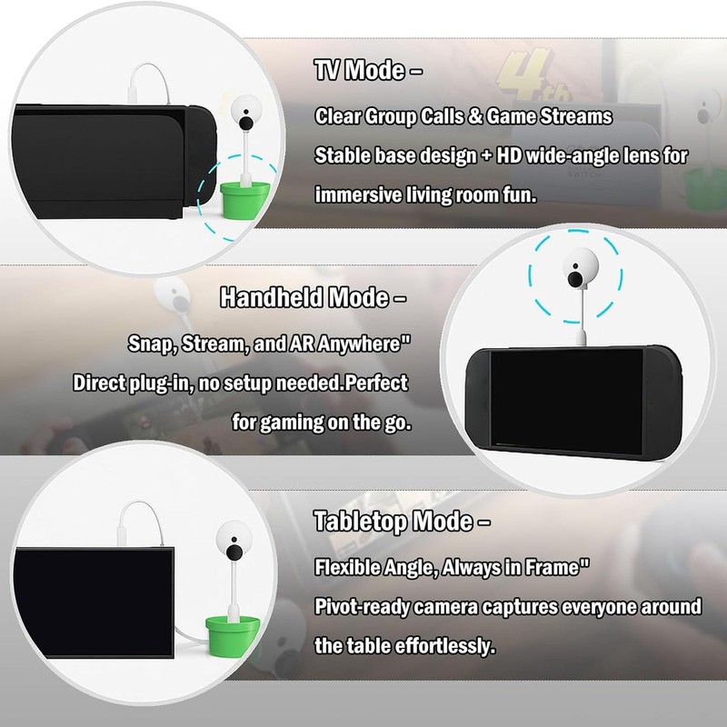 Dpofirs Camera for Switch 2, PC Plug-and-Play Webcam, USB C