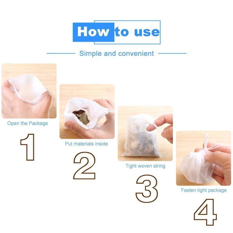 TamBee 100 Pack Disposable Tea Filter Bags Empty Muslin Drawstring