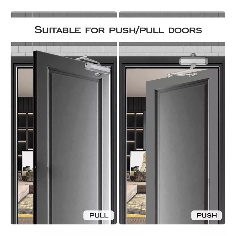 BALU Cierra Puertas Hidráulico Aluminio Plateada De 45-85kg