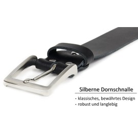 Frentree Women’s Belt 100% Real Leather, Made in Germany, 3.8 cm Wide and 0.25 cm Thick, Black - Black