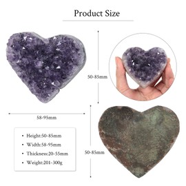 KYEYGWO KYEYGWO Heart Shaped Amethyst Crystal Cluster Geode Decorative Rock Raw Crystals and Healing Stones for Home Room Decor, 1.97-3.35 Inch