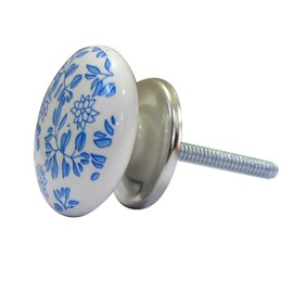 Set of 6 Ceramic Knobs Printed Decorative Knobs for Home Kitchen Cabinet Cupboard Glass Door Dresser Wardrobe Drawer Pulls by Perilla Home