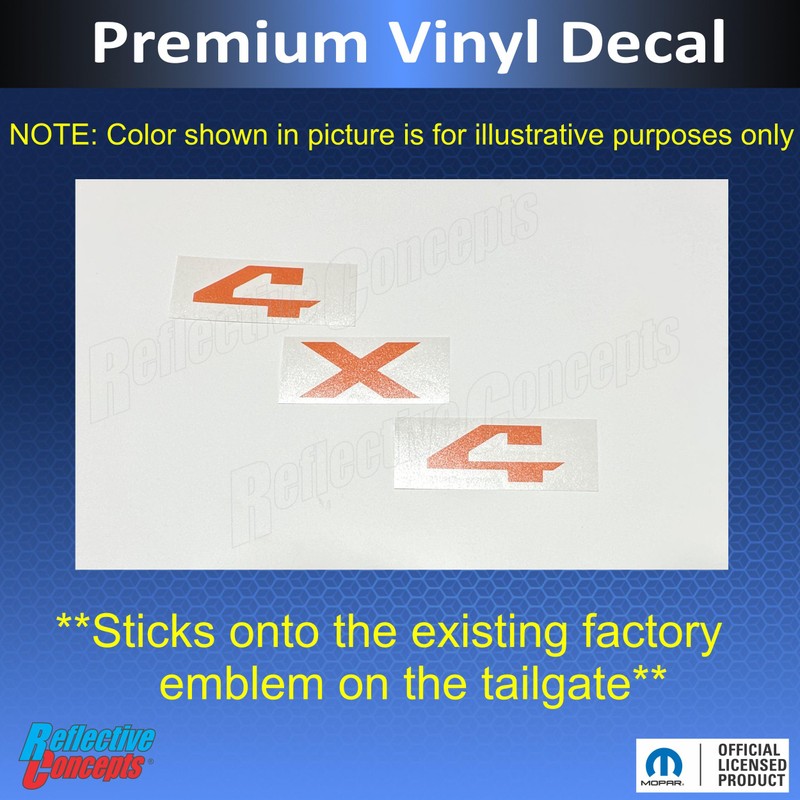 Reflective Concepts 4x4 Emblem Overlay Decal Sticker -Fits: 2009-2018 Ram