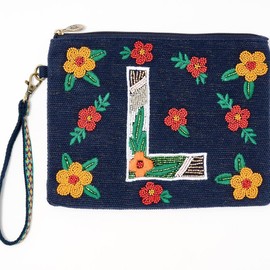 QVC America & Beyond Embellished & Beaded Initial Pouch Wristlet - Initial: L