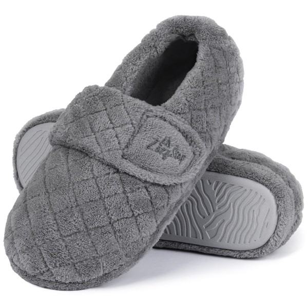 LazyStep Women's Nana Adjustable Slippers with Wide Width, Soft Curly