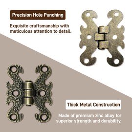 Nevoluxer Decorative Hinge Set of 8 - Antique Door Hinges and Folding Hinges with Mounting Screws - For Furniture Construction Cabinets and Vintage Restoration