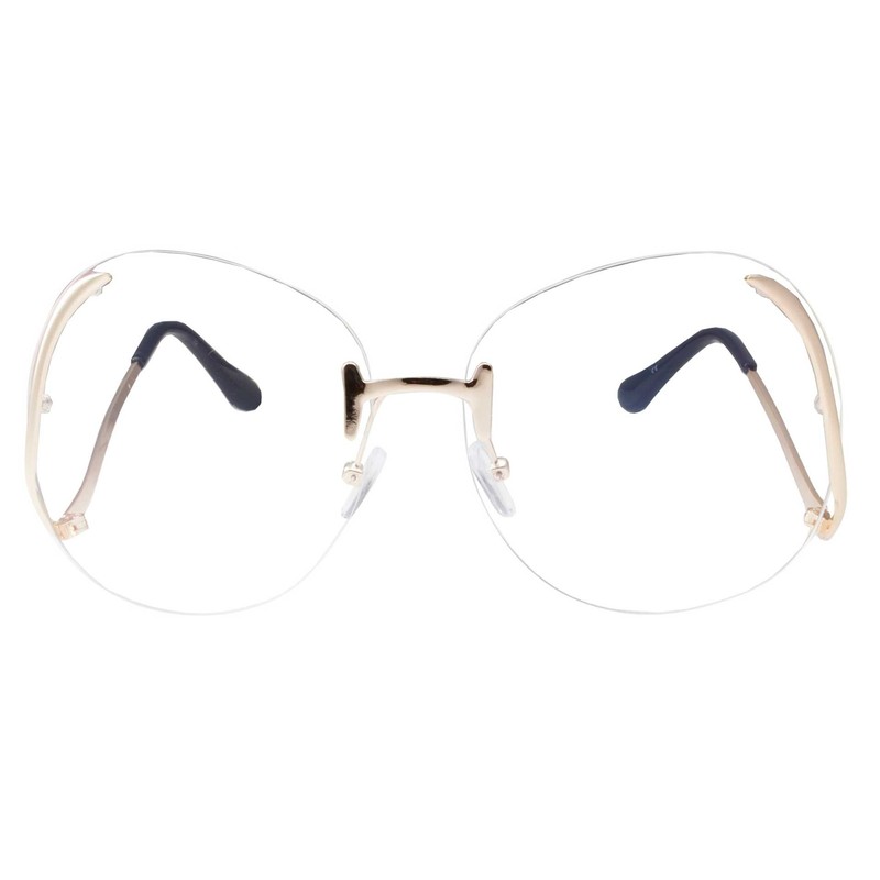 Women's Stylish Clear Lens Glasses Rimless Oversized Clear