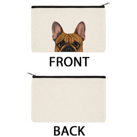 WIRESTER Set Of 2 Canvas Zipper Makeup Bag, Cosmetic Pouch, Organizer Case for Women Girl, Multi-Purpose Travel Cosmetic Bag - Black Tan German Shepherd Dog & Black Tan French Bulldog