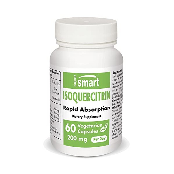 Supersmart - Alpha Glycosyl IsoQuercitrin 200 mg per Day - Bioactive Quercetin EMIQ - Flavonoid Supplement - Natural Allergy Relief - Antioxidant | Non-GMO & Gluten Free - 60 Vegetarian Capsules