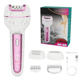 Epilator for Women 3-in-1 Epilator, Body Hair Removal Device,Wet/Dry, Waterproof, Cordless Rechargeable Electric Trimmer & Shaver & Callus Remover for Women & Men 606 Pink