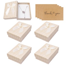 Nideen 4Pcs Small White Gift Boxes with Cards, 9× 7× 3cm Jewellery Gift Boxes with Lids for Jewellery Display