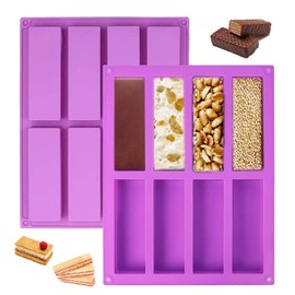 MüSliriegel Backform, 2 Stück Energieriegel Maker Backform, Rechteckige Silikonform MüSliriegel Silikonform Rechteckig für Muffin Brownie Cornbrot Pudding Kuchen (26, 6 X 21 cm Lila）