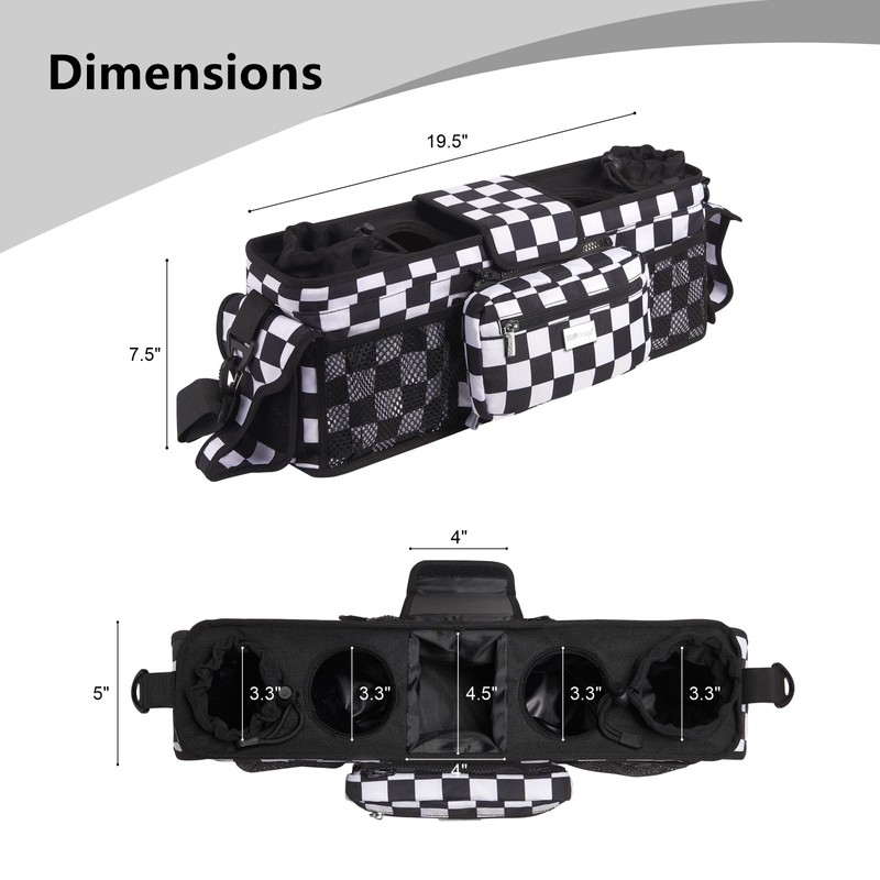 TOPDesign Universal Baby Stroller Organizer, Double Stroller Caddy with Detachable