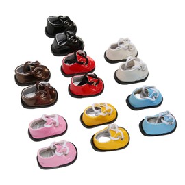 Jointed Doll Shoes Glossy Surface 7 Pairs 5.6 * 3.3cm Bright Colors Shatterproof PU Leather Shoes for 20cm Dolls