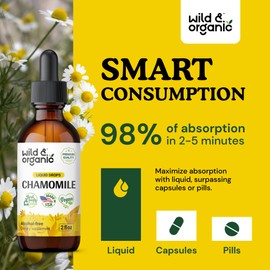 Chamomile Flower Supplement - Organic Chamomile Liquid Extract - Vegan, Alcohol Free Drops - 2 fl oz