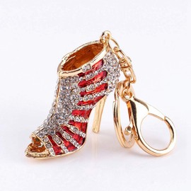 oueaen Pendant Key Chain New Crystal Shoe High Heel Pendent Rhinestone Key Purse Bag Key Ring Chain Gift