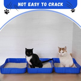 Bokon 25 Pcs Disposable Litter Boxes for Cats Plastic Cat Litter Tray Kitten Litter Pan for Kitty Rabbit Guinea Pig Hamster Pets Supplies Travel Home Toilet, 15.7 x 11.8 x 3 Inches (Royal Blue)