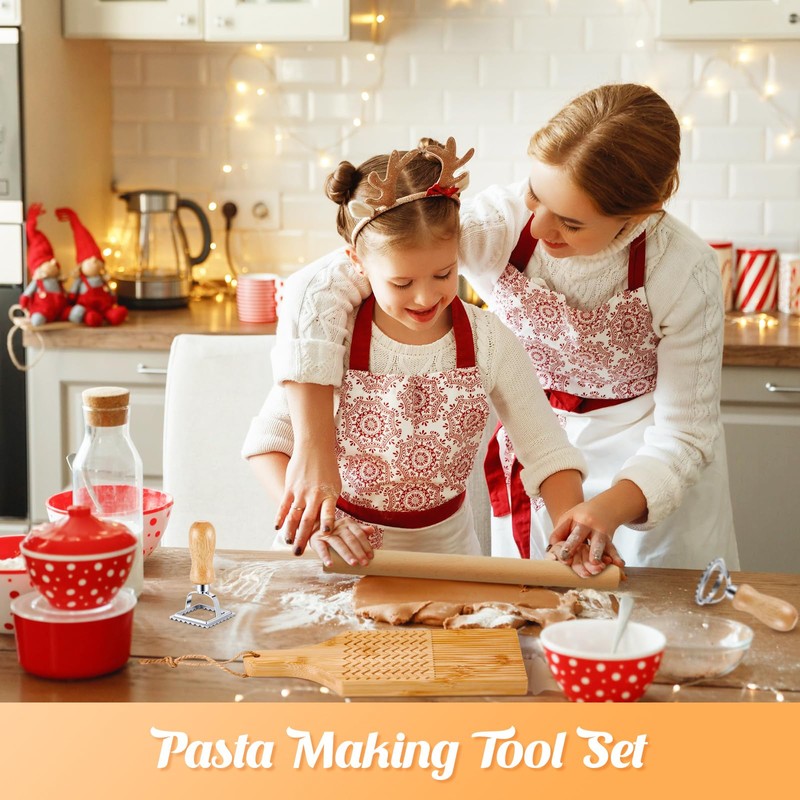 Tioncy 7 Pcs Pasta Making Tool Set Wood Gnocchi Board