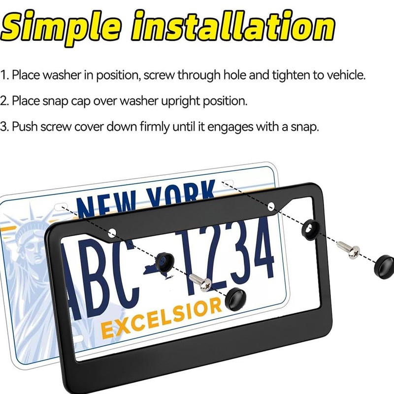 2 Pcs License Plate Frame for U.S. Army Veteran Black