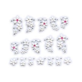 Pink Faux Acrylic Floral w/Rhinestone Nail Stickers/Decals