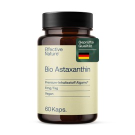 Effective Nature Organic Astaxanthin 8 mg per capsule - from the green algae Haematococcus pluvialis - with organic olive oil - vegan