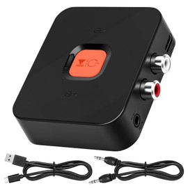 Ransanx M1R Bluetooth 6.0 Audio Receiver for Home Stereo & Car, Wireless AUX RCA Adapter for Old Speakers, Hands-Free Calling, 2-Device Pairing, 20cm Long Range, 3-in-1 Cable Included