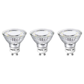 Lepro GU10 LED Light Bulbs Non-Dimmable, 5000K Daylight White GU10 Bulb Replacement for Recessed Track Lighting, 4W LED Bulbs with 100°Flood Beam for Kitchen, Range Hood, Living Room, Bedroom, 3 Pack