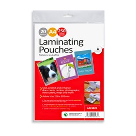 Cathedral Products Pack of 20 A4 Gloss Laminating Pouches 250 Micron